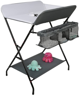 OHMG Baby Wickelkombi Klappbare Wickelkommode,Wickeltisch mit Rollen,Mobiler Wickeltisch mit Wickelauflage,Sicherheitsgurt und Ablagefächern,Wasserdicht und Höhenverstellbar,Stabil