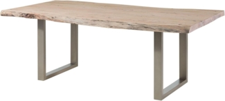 Massivmoebel24 Baumkantentisch FREEFORM (170x110x110 Akazie, Baumkantentisch Esstisch aus Holz massiv Massivholz Küchentisch), Echte Baumkante, Natürliche Risse und Unebenheiten