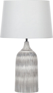 'Georgina' Tischlampe mit Keramikfuß Grau 66 cm Langes Kabel mit Schalter Klassischer Lampenschirm aus Baumwolle Jute in Weiß Wohnzimmer Schlafzimmer