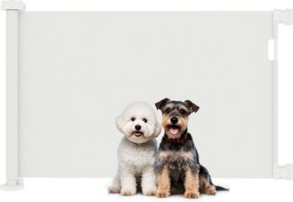 PawHut Treppenschutzgitter Ausziehbar 0-136cm 87 cm Hoch Türschutzgitter Treppenschutzrollo Absperrgitter Treppengitter für Haustiere Türgitter Schutzgitter Geeignet für Treppen Türen Innen & Außen