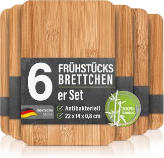 6er-Set Frühstücksbrettchen aus Bambus, 22 x 14 x 0,8 cm