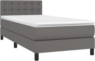 vidaXL Boxspringbett mit Matratze Grau 80x200 cm Kunstleder 3141093