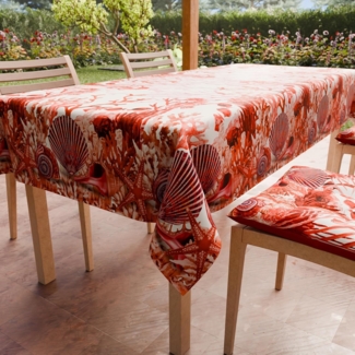 PETTI Artigiani Italiani - Tischdecke, schmutzabweisend, quadratisch, 140x140 cm, Küchentischabdeckung, Design Koralle, Rot X4-Sitzer (140x140 cm), 100% Made in Italy