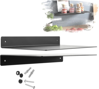 SO-TECH® Deko-Wandregal Design Wandboard Schweberegal HOVER aus Stahl 35 x 13 cm, 1-tlg, 30 mm Höhe, schwarz, 1 Stück, inkl. Befestigungsset