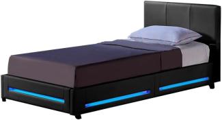 HOME DELUXE LED Bett ASTEROID - 90 x 200 cm Dunkelgrau