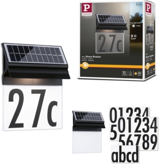 Paulmann LED Außen-Wandleuchte Solar Hausnummernleuchte Neda IP44 3000K 14lm Schwarz, LED fest integriert, Warmweiß