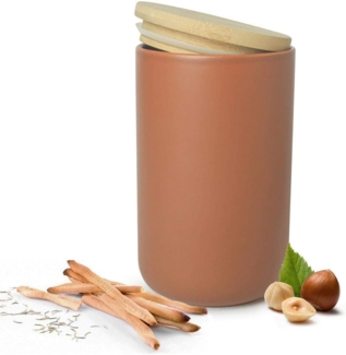 Vorratsdose Braun aus Porzellan mit Bambusdeckel Vorratsbehälter Dose Vorratsglas Aufbewahrungsdose