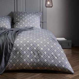 Fleuresse Black Premium Mako-Brokat-Damast Bettwäsche grau Größe 135x200 cm