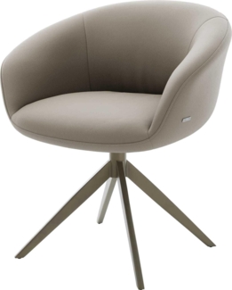 Drehstuhl Vinka-Flex mit Armlehnen Echt-Leder Schlamm Kreuzgestell breit Effektfinish Titan 360° drehbar Wippfunktion Taschenfederkern