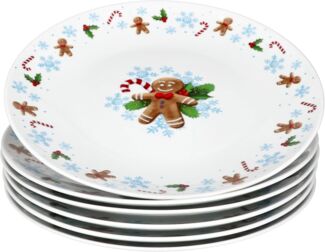 MamboCat Speiseteller 6x Candyman Speiseteller Porzellan 6 Personen Essteller Weihnachten, Weihnachtsgeschirr, Winter, Weihnachtsset, Geschirr, Advent