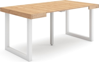 Skraut Home | Ausziehbarertisch | Multifunktionaler ausziehbarer | 160 | Für 8 Gäste | Massivholz Beine | Moderner Stil | Eiche