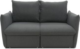 DOMO Collection Cloud Box, 2 Sitzer mit Schlaffunktion und Boxspringfederung, Sofa mit Bettauszug, Schlafsofa, 180 cm, Boxspringsofa in dunkelgrau