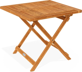 Casaria Klapptisch, klappbar, 80kg belastbar, Akazienholz natur, 70 x 70 x 73 cm