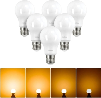 Linkind Dimmbare E27 LED Lampe 9W, ersetzt 60 Watt, A60 Edison 2700K Warmweiß Led Lampen E27, 806Lm mit 220° Abstrahlwinkel, ERP, 6 Stück