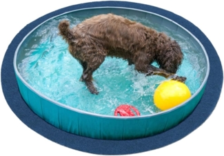 andiamo Kunstrasenteppich Field mit Noppen - Kunstrasen Outdoor zur Verwendung als Balkon Bodenbelag oder Poolteppich - witterungsbeständig Anthrazit 300 cm Rund Blau