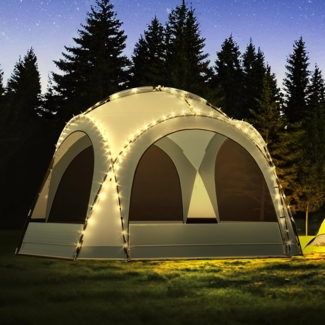YITAHOME Event Dome Pavillon Partyzelt 3,5 x 3,5 x 2,3 m Wasserdicht Camping Pavillon Zelte Gartenzelt Festzelt Gartenpavillon mit 4 Insektenschutz-Seitenwände, Grau