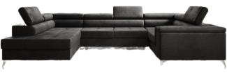 Designer Sofa Torino mit Schlaf- und Klappfunktion Samt Anthrazit Links