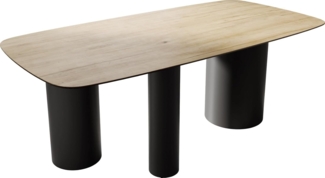 Esstisch Edge Boot 200x100 Keramik Laminam® Sabbia Eichefarbig Troa Metall Schwarz