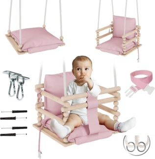 MAMOI® Babyschaukel Holz | Indoor Babyschaukel | Kinderschaukel Indoor | Babyschaukel 3 in 1 + SICHERHEITSGURT | Holzschaukel Baby | Kleinkindschaukel | Kinderschaukel Holz | CE | 100% ECO | Made in EU
