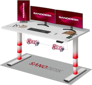 SANODESK EC4 Höhenverstellbarer Schreibtisch (160x80 cm) mit 2 Motoren Elektrisch Schreibtisch Plus 3-Fach-Teleskop, mit Memory-Steuerung - Stehtisch