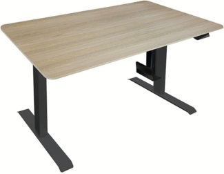 HOME DELUXE Höhenverstellbarer Schreibtisch elektrisch mit PC-Halterung LUMINA - 160 x 80 cm Eiche/Schwarz