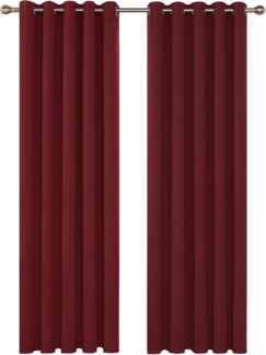 Deconovo Vorhang Blickdicht Ösen Gardinen Kinderzimmer Thermogardine Kälteschutz Fenstervorhang, 229x229 cm(HöhexBreite), Rot, 2er Set
