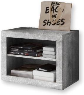 STONE Schuhbank mit Sitzfläche in Beton Optik, Weiß - Moderne Sitzbank mit Stauraum für Ihren Flur - 68 x 50 x 37 cm (B/H/T)