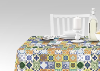 Doge Milano Tischdecke mit Digitaldruck, 100% Made in Italy Rutschfeste Tischdecke für Esszimmer, waschbar und schmutzabweisend, Modell Maiolica - Raznavolok, cm 140x140