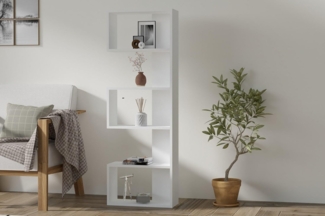 Modern White Bookshelf, 150 cm Height, 52 cm Width | 100% Melamine Coated Particle Board, 18 mm Thickness | Stylish Scandinavian Design with Numerous Shelves