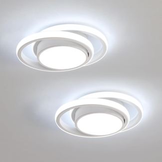 Comely 2 Stück LED Deckenleuchte für Schlafzimmer, Küche, Flur, 32 W 2350LM Deckenlampe Moderne, Runde LED Lampe Decke, Kaltweiß 6500K, Durchmesser 28cm, Weiß