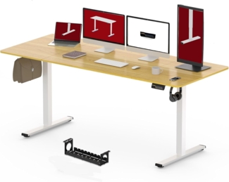 SANODESK Elektrisch Höhenverstellbarer Schreibtisch 180x80 cm – Ergonomischer Steh-Sitz Tisch mit Memory-Funktion für Homeoffice und Heimbüro, ahorn, Computertisch, Standing Desk