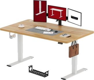 SANODESK Elektrisch Höhenverstellbarer Schreibtisch 180x80 cm – Ergonomischer Steh-Sitz Tisch mit Memory-Funktion für Homeoffice und Heimbüro, ahorn, Computertisch, Standing Desk