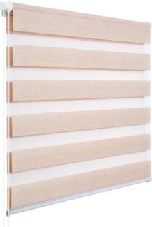 WOLTU Doppelrollo Klemmfix ohne Bohren Holzlook Natur B100 x H150 cm, Duo Rollo Zebrarollo Fensterrollo Klemmrollo Seitenzugrollo Easyfix lichtdurchlässig & verdunkelnd Rollos für Fenster und Tür