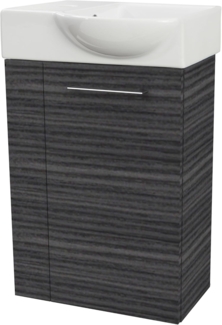 Fackelmann SBC B. PERFEKT Gäste WC Set 2-teilig 45 cm, Anthrazit, rechts, Keramik Hahnloch links