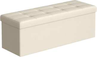 Sitzbank mit Stauraum, 110 cm, klappbare Sitztruhe, Aufbewahrungsbox, Fußbank, Beige