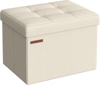 Songmics Sitzhocker mit Stauraum, kleine klappbare Sitzbank, 31x41 cm Fußbank, Aufbewahrungsbox, bis 130 kg belastbar, für Wohnzimmer Schlafzimmer Schlafsaal, cremeweiß LSF102W01