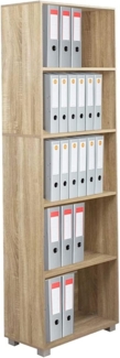 BAKAJI Bücherregal Segel 5 Regale Möbel 190 cm Büro Aufbewahrung Dokumente Bücher Bibliothek Schrank Regale Wohnzimmer Struktur aus Holz