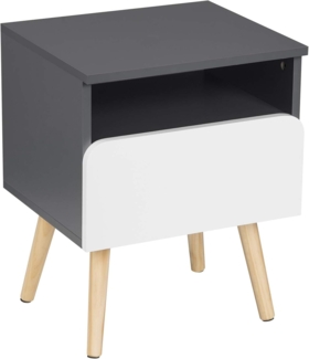 Woltu Nachttisch mit Schublade & offenem Fach grau