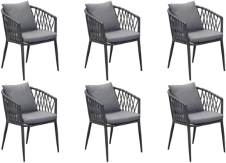 Outdoor Gartenstuhl SUNREPO, Anthrazit, Dunkelgrau, Grau, Aluminium, (Set, 6 St), Olefin, mit Sitz- und Rückenkissen