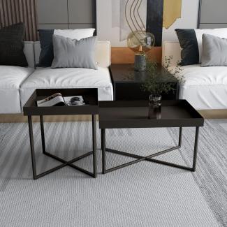Tischset Heinola Couchtische im 2er Set Stahl Schwarz [en. casa]