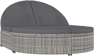 vidaXL Doppel-Sonnenliege mit Kissen Poly Rattan Grau 318161