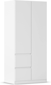 Kleiderschrank Drehtürenschrank Nidda | 2-türig | mit Schubkästen | Alpinweiß