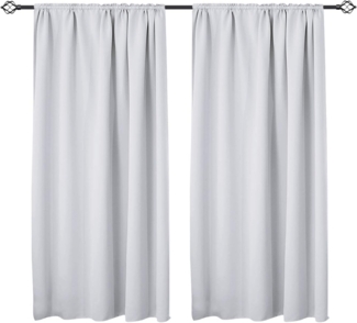 Woltu Gardine (2 St), Kräuselband für Schiene, Thermo-/Verdunklungsvorhang