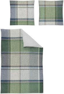 Irisette Zobel Flausch Cotton Bettwäsche 135x200 Karo Wende grün sand 8877-30