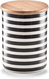 ZELLER 19823 Vorratsdose STRIPES 580 ml, Keramik/Bambus, schwarz/weiß, Ø 10 x 13 cm