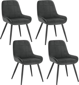 WOLTU Esszimmerstühle 4er Set, Polsterstuhl Samt, Küchenstuhl gepolstert, Akzentstuhl für Wohnzimmer Schlafzimmer Küche, ergonomischer Stuhl mit Rückenlehne, Dunkelgrau, BH331dgr-4