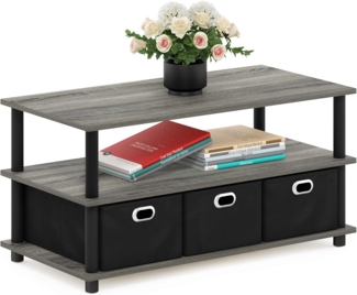 FURINNO Gruen Bücherregal, 3 Etagen, Schwarz