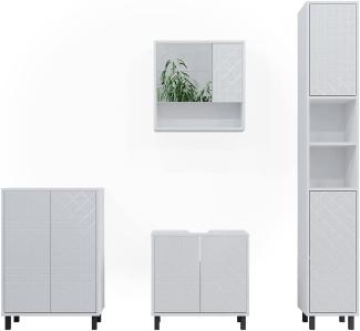 Badmöbel-Set Agasta Weiß 4 Teile, mit Hochschrank Vicco