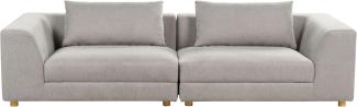 3-Sitzer Sofa hellgrau mit Kissen LERMON