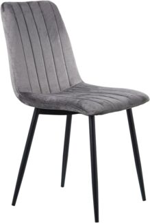 DRW Set mit 4 Stühlen aus Polyester und Metall in Schwarz und Grau, 55 x 44 x 86 cm